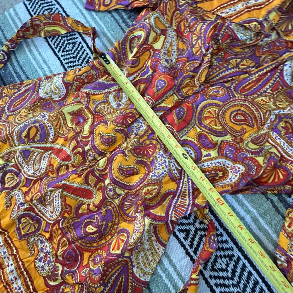 Vintage 70s orange and purple point collar minidress - Picture 5 of 7